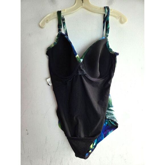 Miraclesuit Women "Useppa Siren" Blue Green Floral 1 Piece Bathingsuit size 16 - Picture 5 of 7